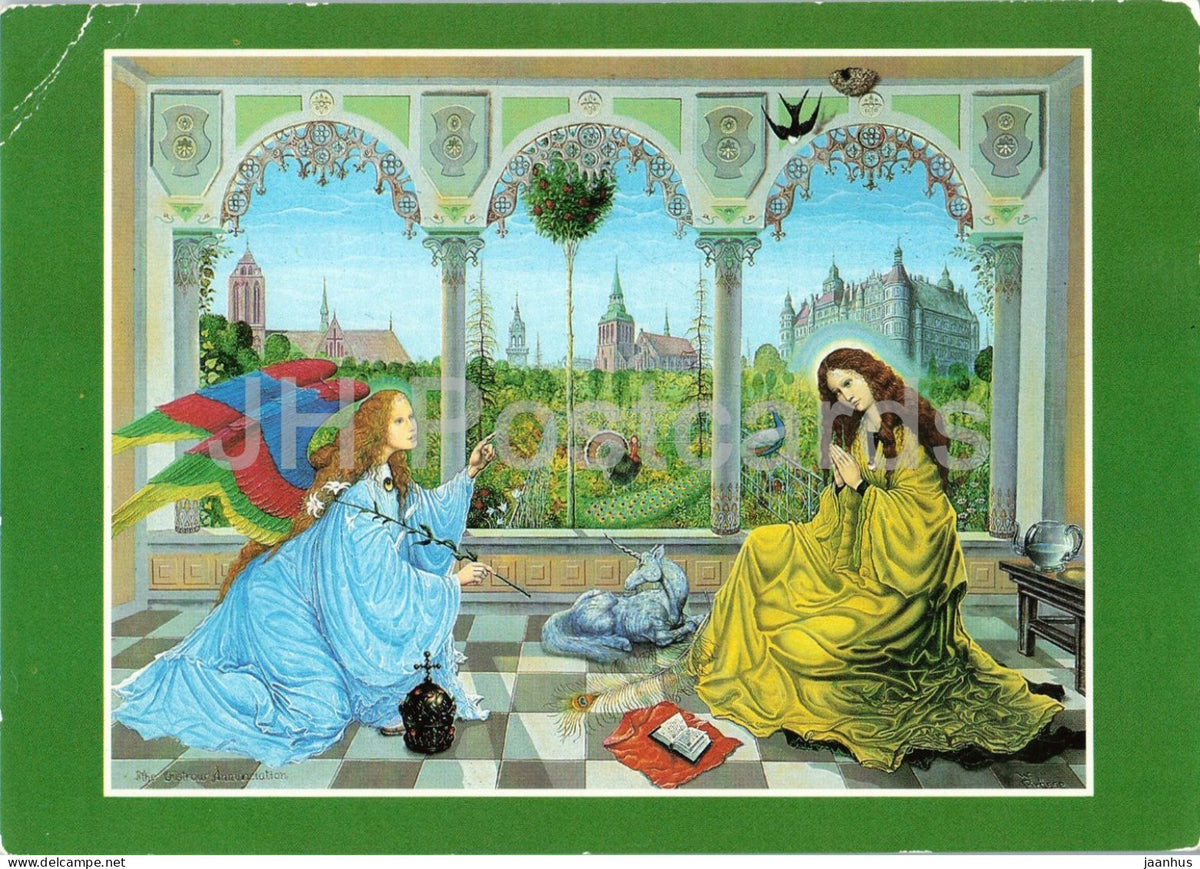 painting by Wolfgang Grasse - The Gustrow Annunciation - Gustrower Verkundigung - German art - Germany DDR - unused - JH Postcards
