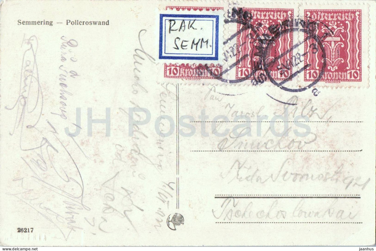 Semmering - Polleroswand - mountain - 26217 - old postcard - 1922 - Austria - used