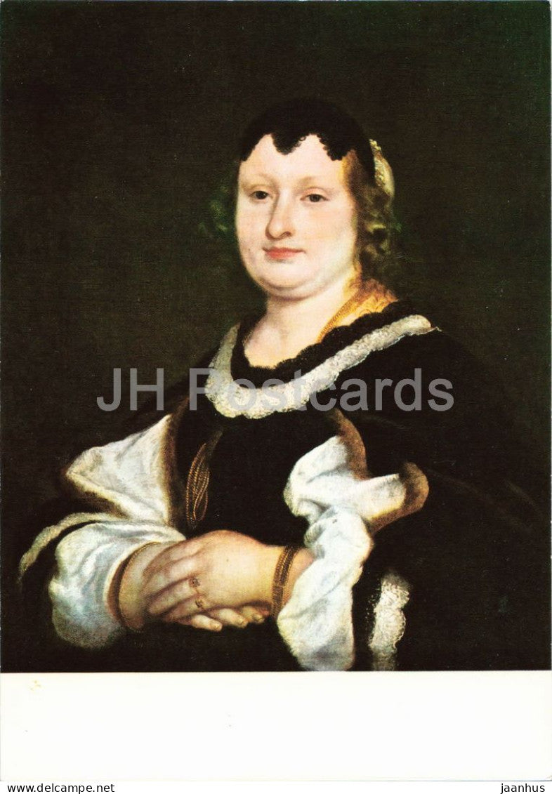 painting by Karel Skreta - Portrait of a Burghers Wife - Czech art - 1970s - Czechoslovakia - unused - JH Postcards