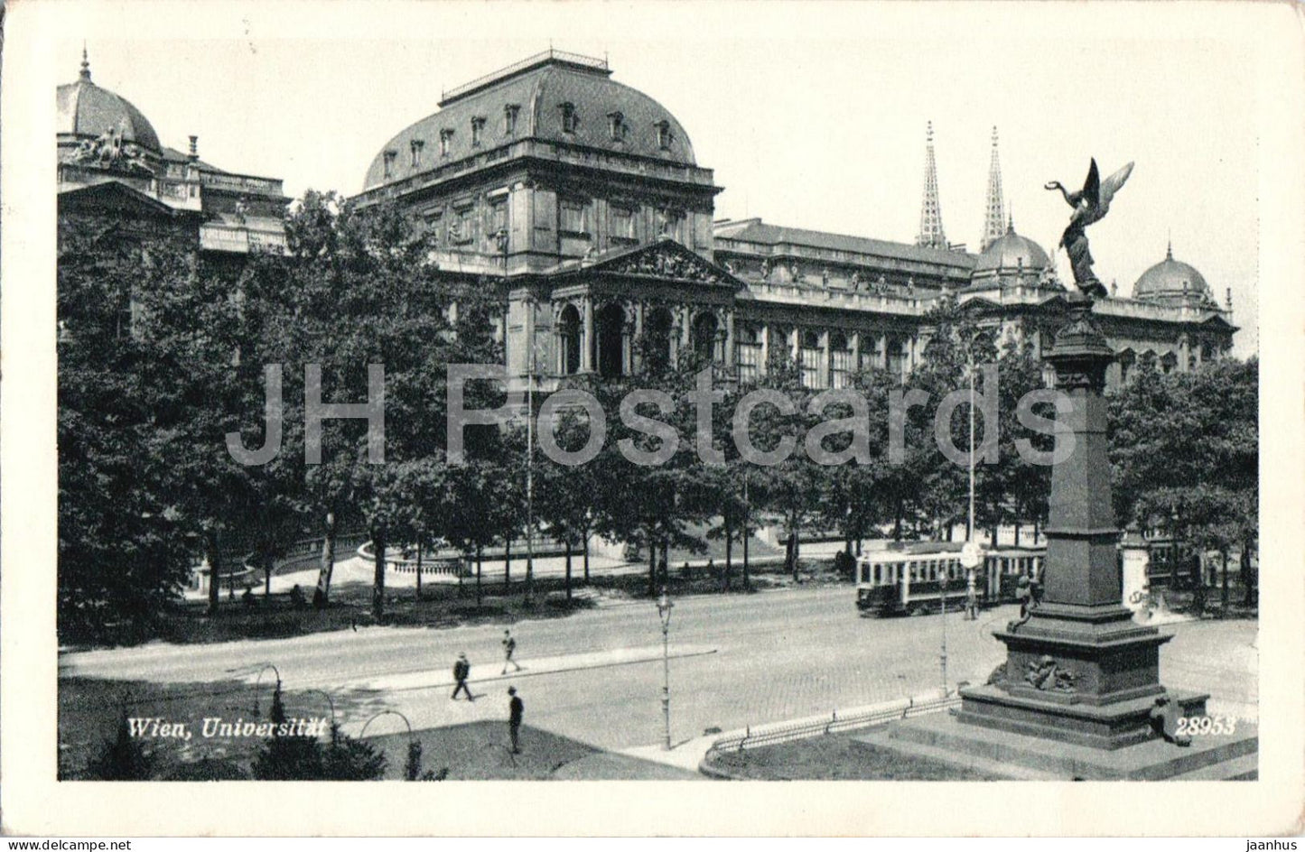 Wien - Vienna - Universitat - University - tram - monument - 28953 - old postcard - Austria - used - JH Postcards