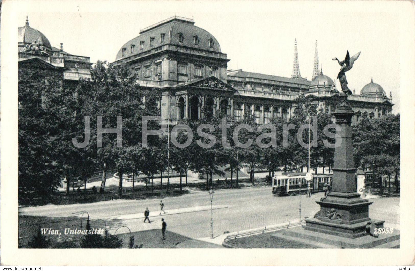 Wien - Vienna - Universitat - University - tram - monument - 28953 - old postcard - Austria - used - JH Postcards
