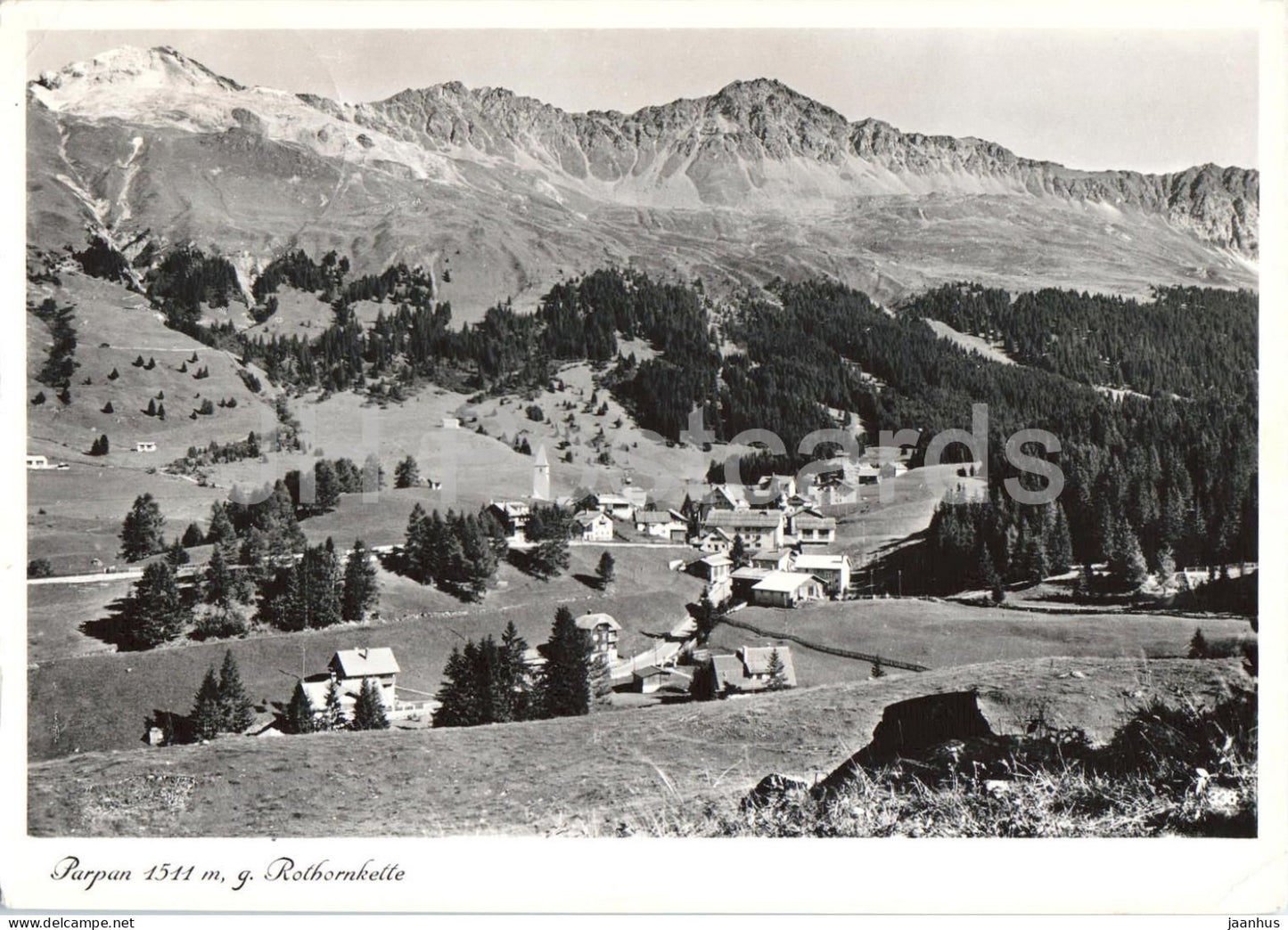 Parpan 1511 m Rothornkette - alpine village - church - mountains - Alps - 1973 - Switzerland - used - JH Postcards
