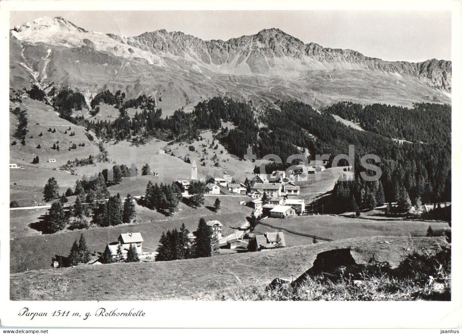 Parpan 1511 m Rothornkette - alpine village - church - mountains - Alps - 1973 - Switzerland - used - JH Postcards