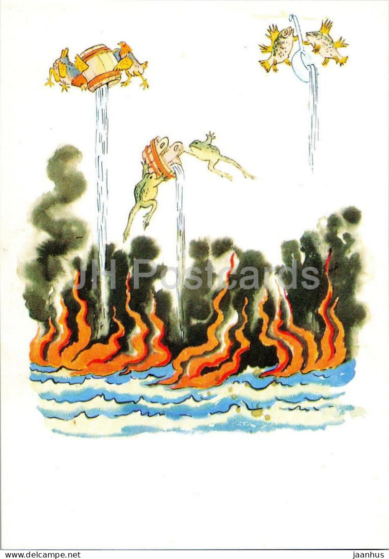 Fish - Fire - Frog - Mix Up - Fairy Tale by Chukovsky - illustration - 1969 - Russia USSR - unused - JH Postcards