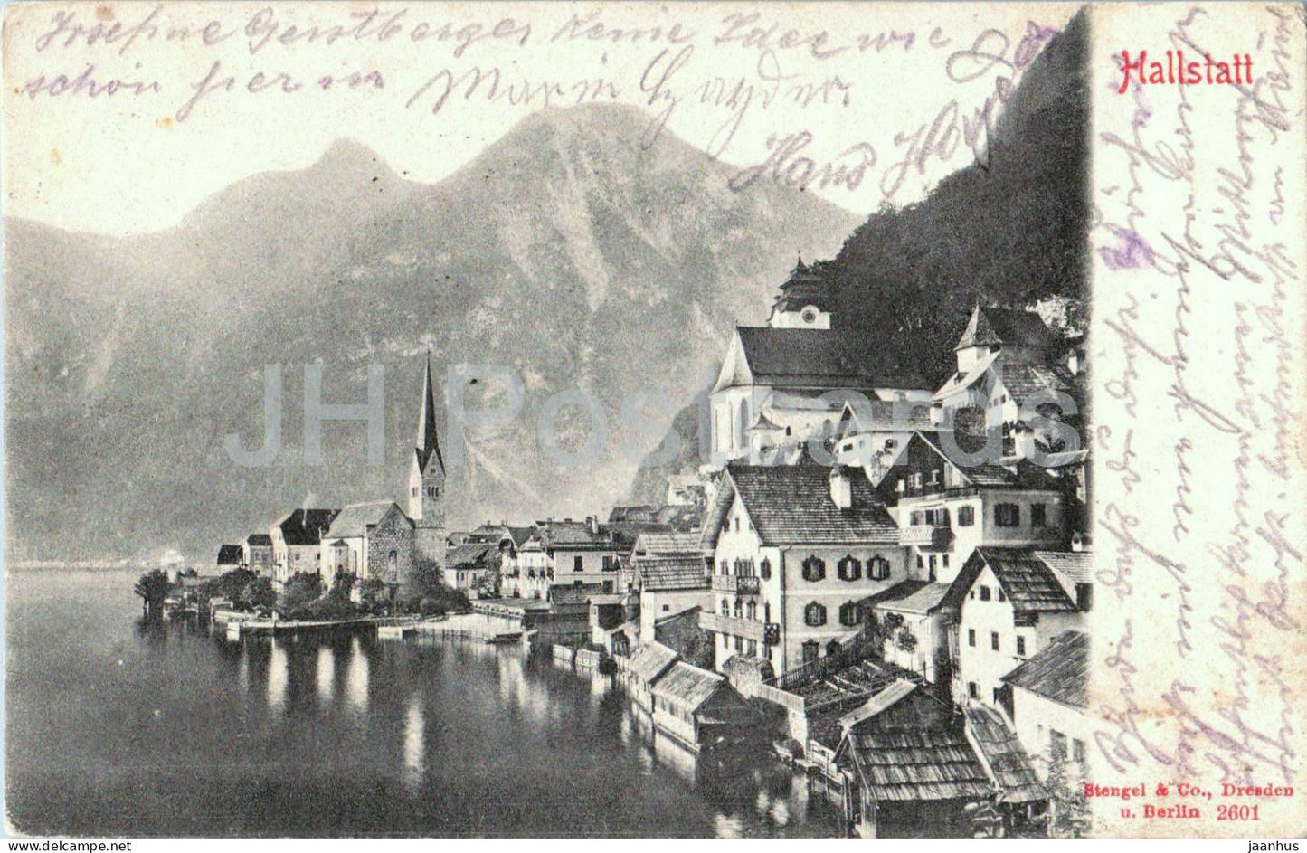 Hallstatt - lake and village panorama - Nr. 2601 - old postcard - 1903 - Austria - used - JH Postcards