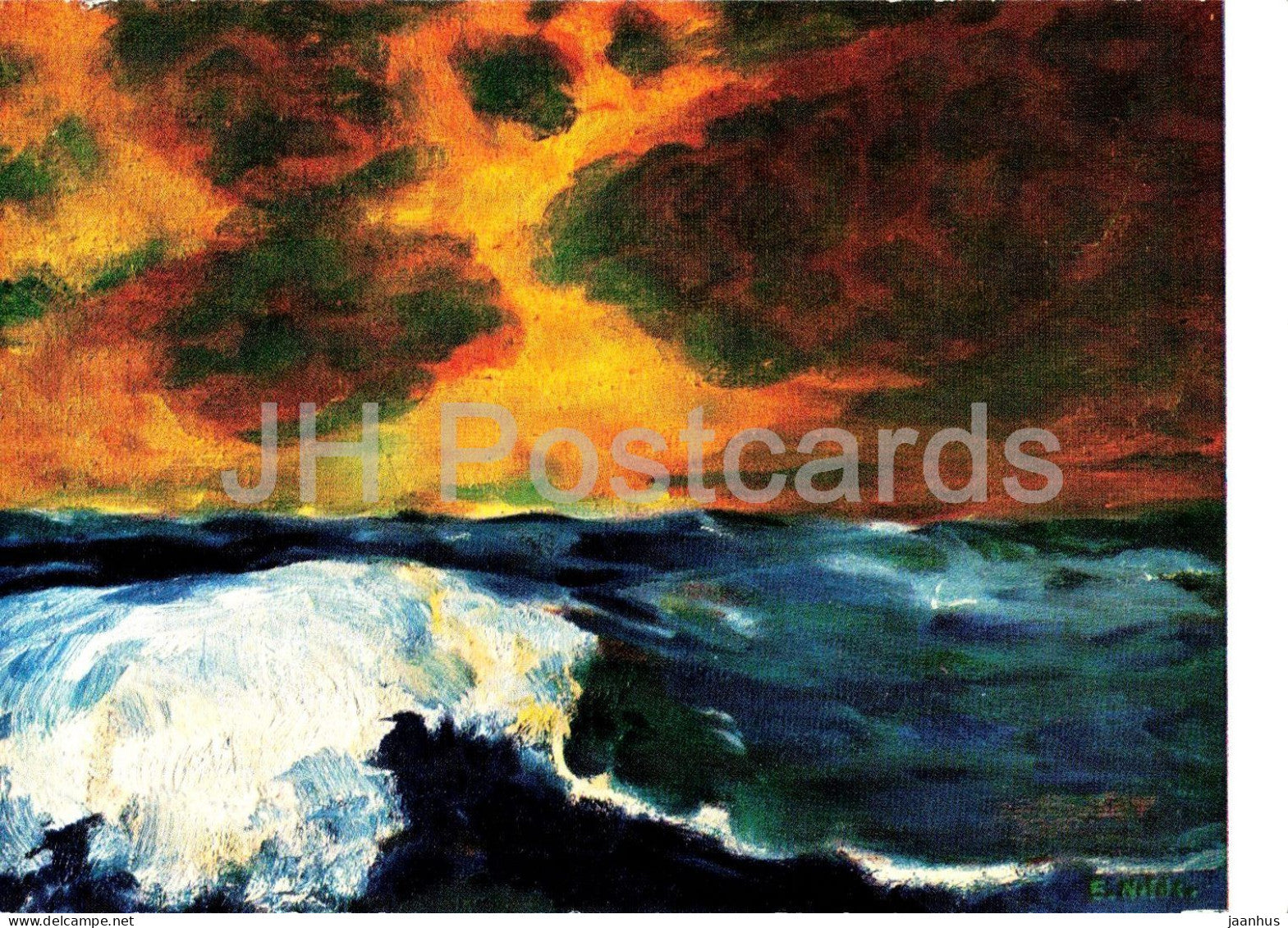 painting by Emil Nolde - Ocean III - Meer III - 1 - German art - 005 - Germany - unused - JH Postcards