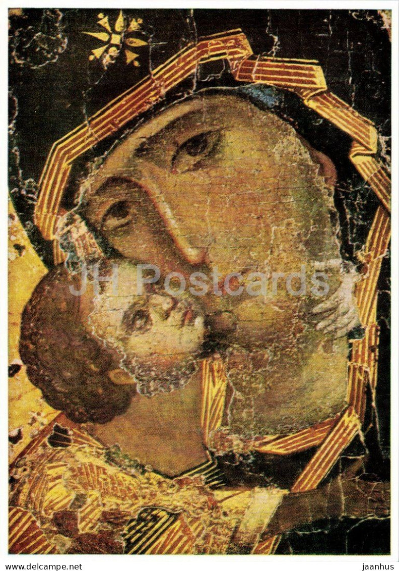 Byzantine icon - Mother of God of Vladimir - Gottesmutter von Wladimir - Russian art - 1974 - Germany DDR - unused - JH Postcards
