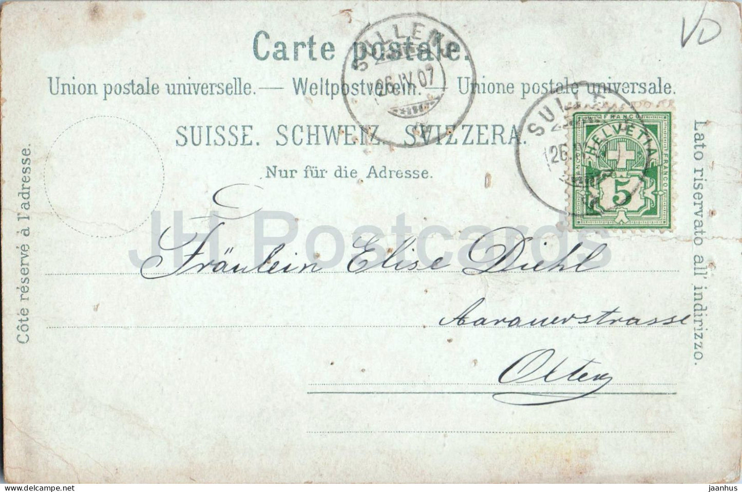 Souvenir de Sullens - church - chateau - post office & bakery - Litho - 6994 - old postcard - 1907 - Switzerland - used