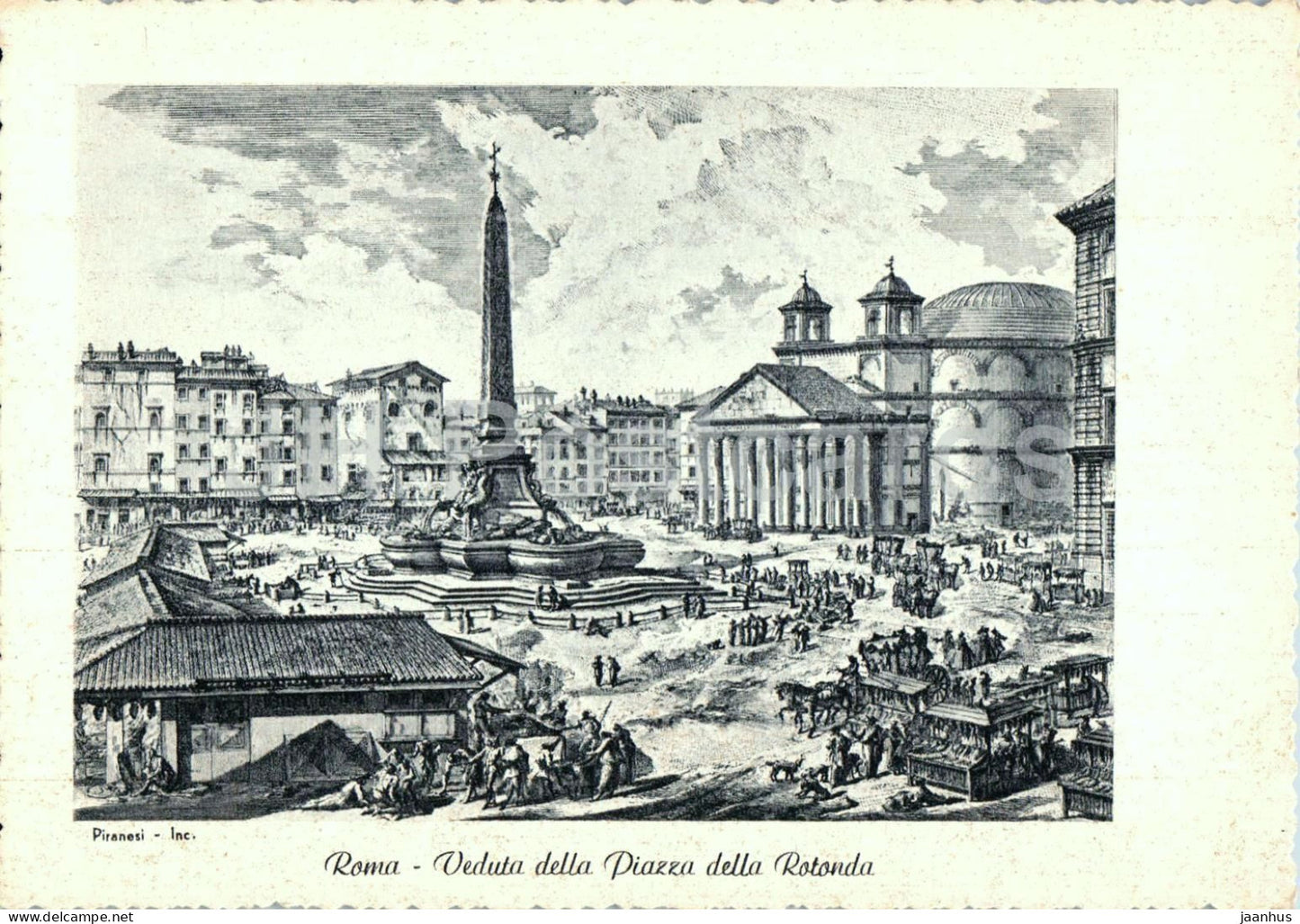 Roma - Rome - Veduta della Piazza della Rotonda - Pantheon - square - illustration - old postcard - Italy - unused - JH Postcards