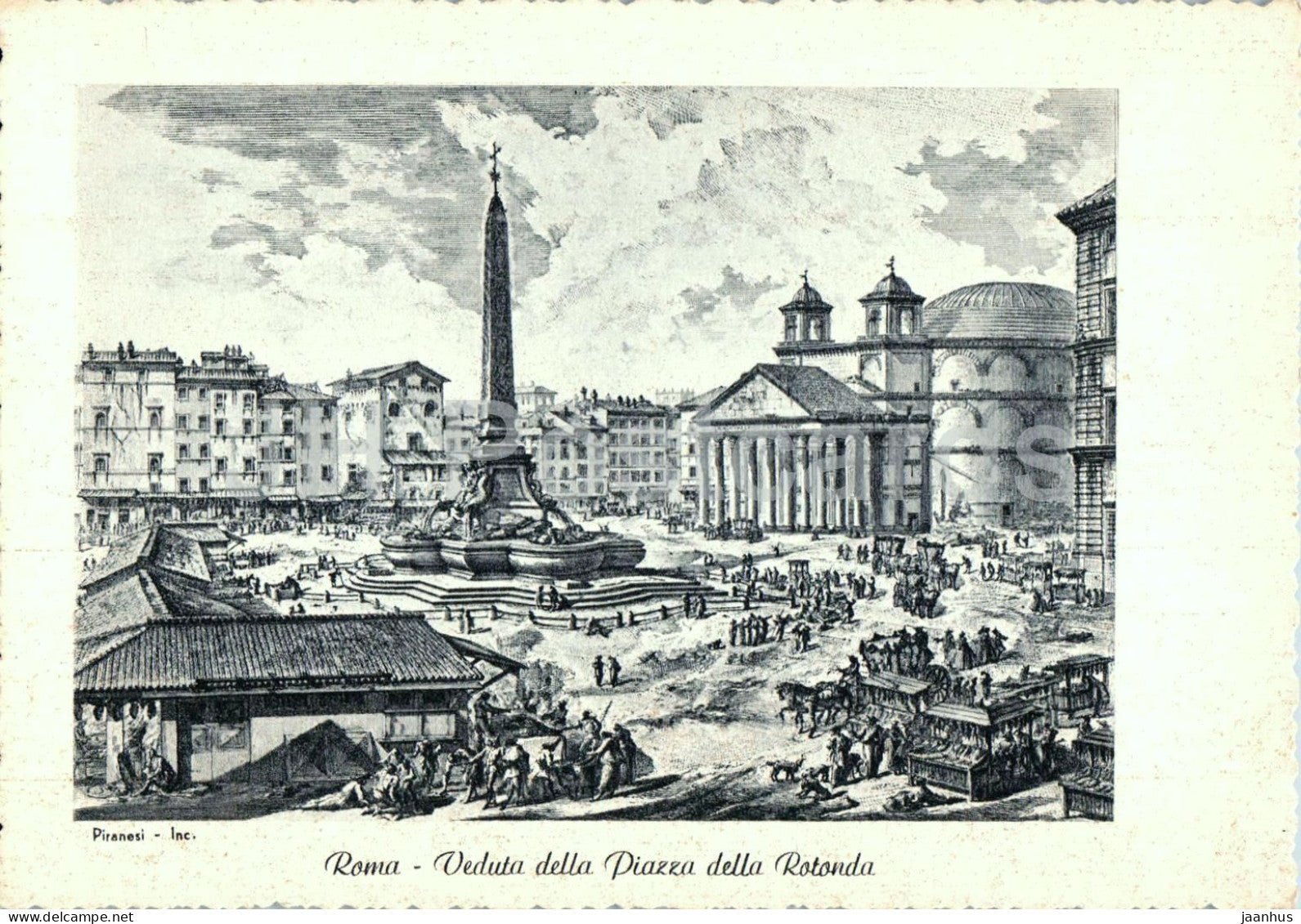 Roma - Rome - Veduta della Piazza della Rotonda - Pantheon - square - illustration - old postcard - Italy - unused - JH Postcards