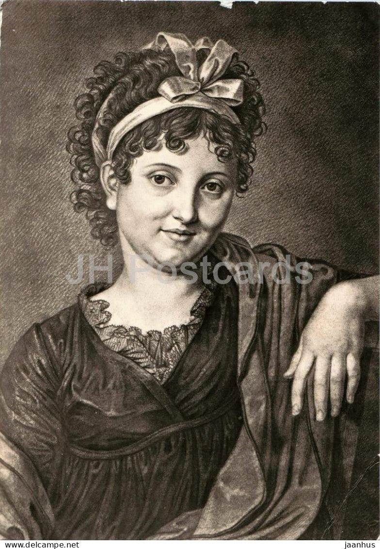 drawing by F. Bury - Christiane Vulpius - Goethe House Weimar - German art - 1977 - Germany DDR - used - JH Postcards
