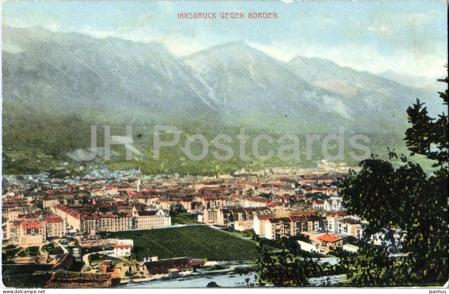 Innsbruck gegen Norden - panoramic view - Alps - 17250 - old postcard - Austria - unused - JH Postcards