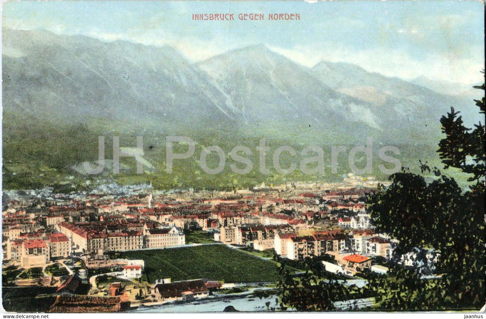 Innsbruck gegen Norden - panoramic view - Alps - 17250 - old postcard - Austria - unused - JH Postcards