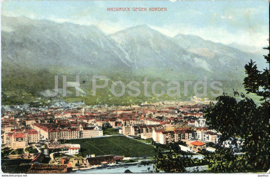 Innsbruck gegen Norden - panoramic view - Alps - 17250 - old postcard - Austria - unused - JH Postcards