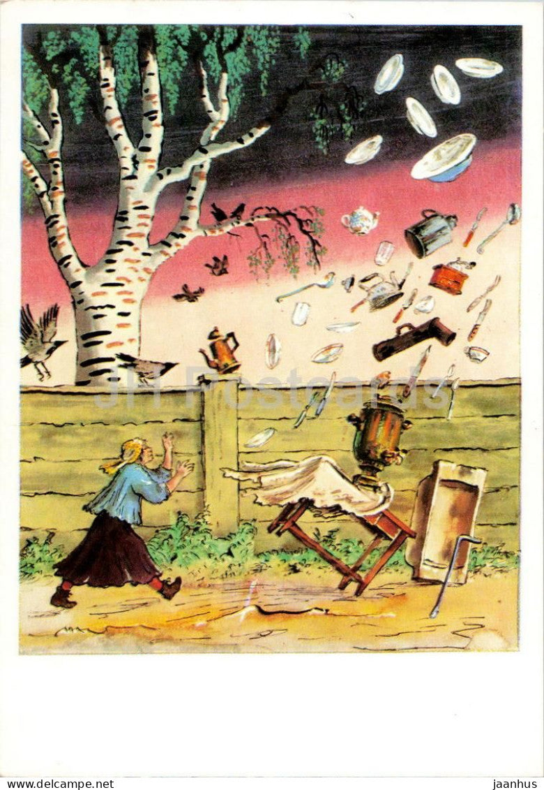 samovar - Fedora’s Grief - Fairy Tale by Chukovsky - illustration - 1969 - Russia USSR - unused - JH Postcards