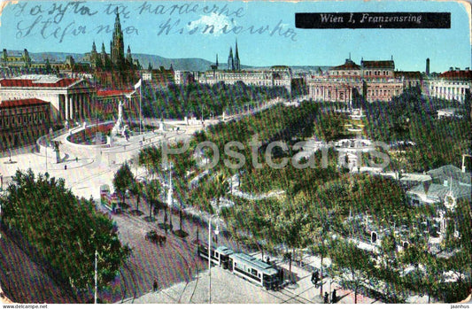 Wien  - Vienna - Franzensring - Parliament - Rathaus - tram - 1769 - old postcard - 1915 - Austria - used - JH Postcards