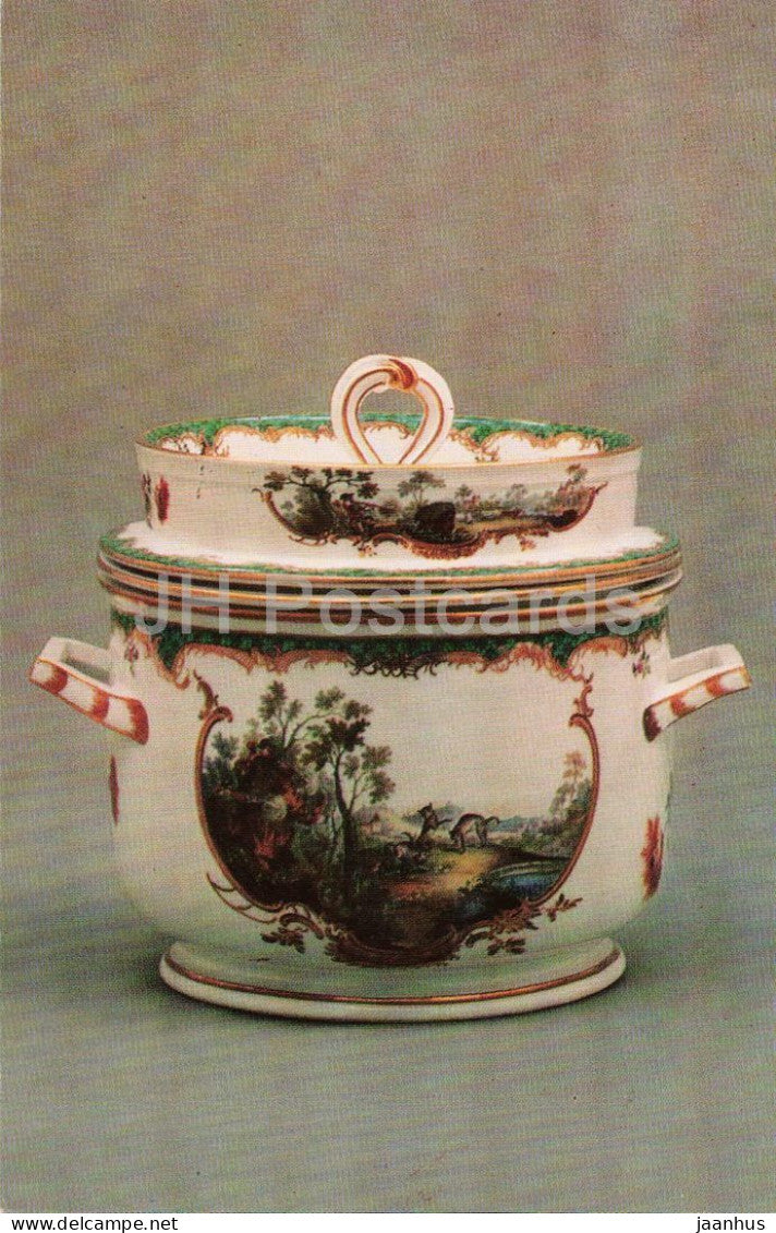 Meissen - Ice Vessel from a Hunting Service - porcelain - German decorative art - 1975 - Russia - USSR - unused - JH Postcards