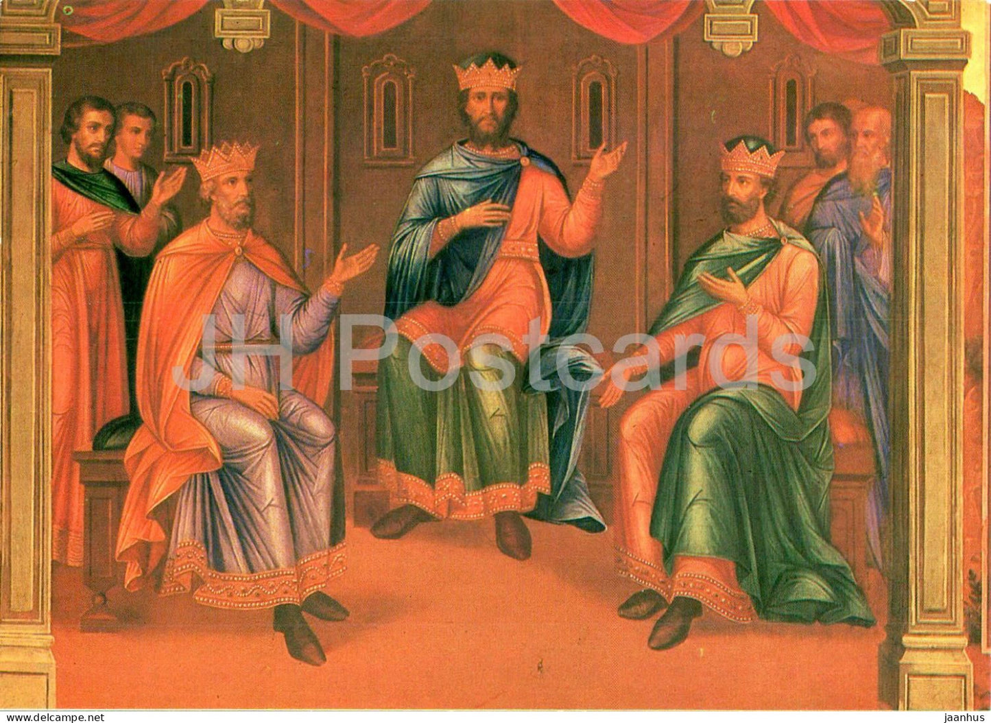 Moscow Kremlin - Faceted Chamber - Emperor Augustus Dividing His Lands - detail of mural - 1985 - Russia USSR - unused - JH Postcards