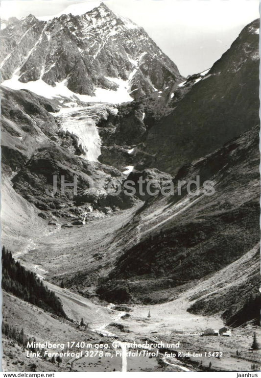 Mittelberg 1740 m gegen Gletscherbruch und link Fernerkogel 3278 m Pitztal Tirol 15422 - old postcard - Austria - unused - JH Postcards