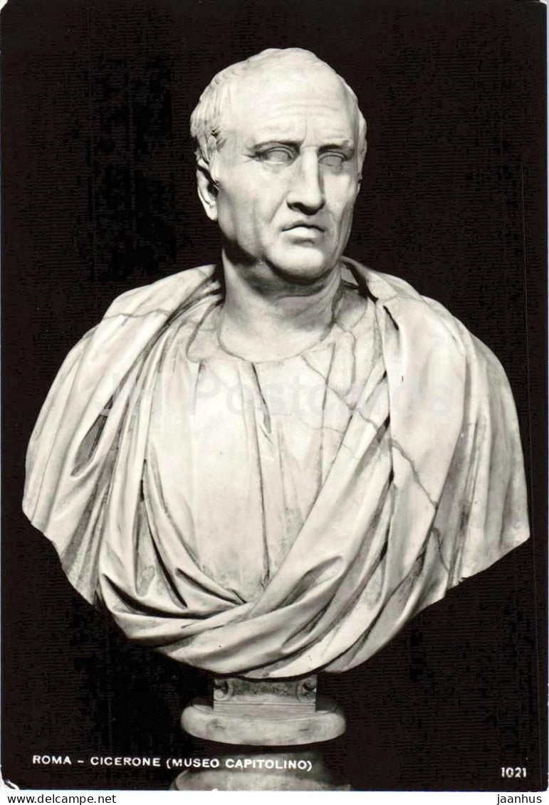 Roma - Rome - Cicerone Museo Capitolino - Cicero Roman portrait bust - sculpture - 1021 - old postcard - Italy - unused - JH Postcards