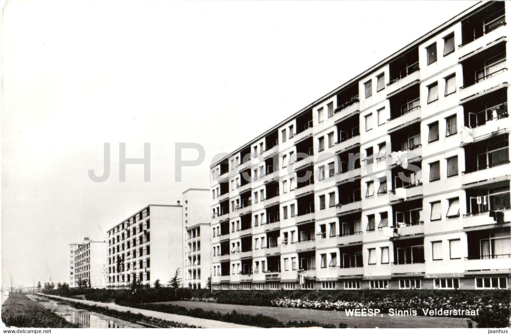 Weesp - Sinnis Velderstraat - apartment blocks - real photo postcard - old postcard - Netherlands - unused - JH Postcards