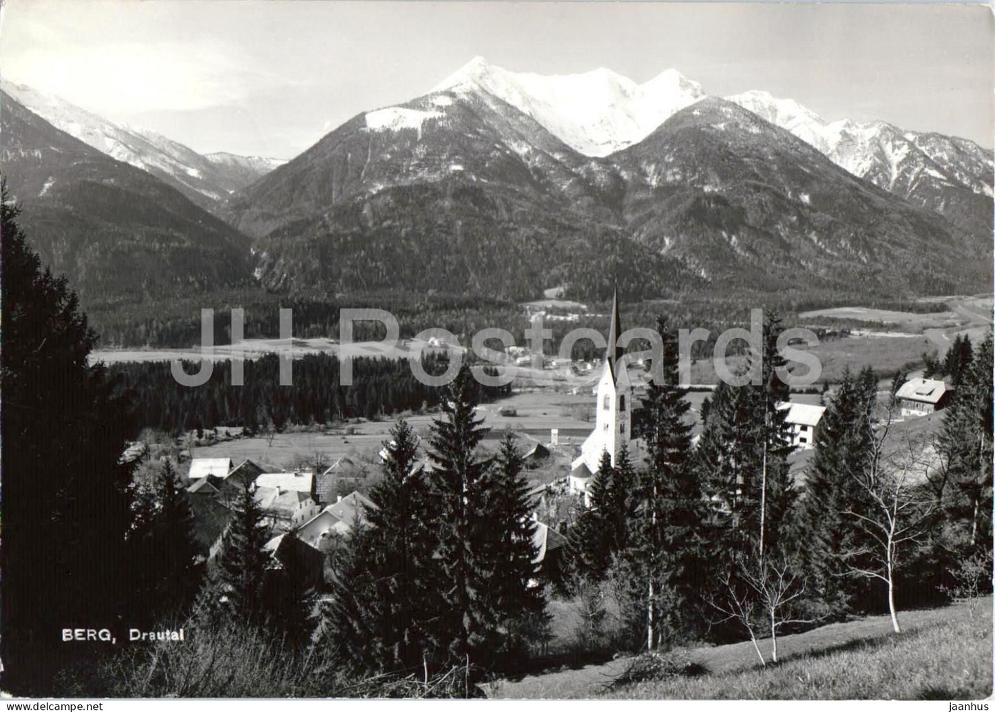 Berg - Drautal - village view - church - alpine valley - mountains- Austria - used - JH Postcards