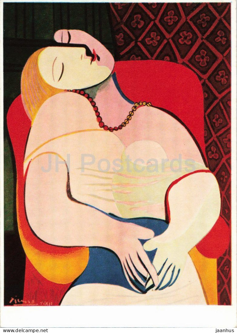 painting by Pablo Picasso - Woman in the Arm-chair - Frau im Sessel - 9292 - 1960s - Germany - unused - JH Postcards