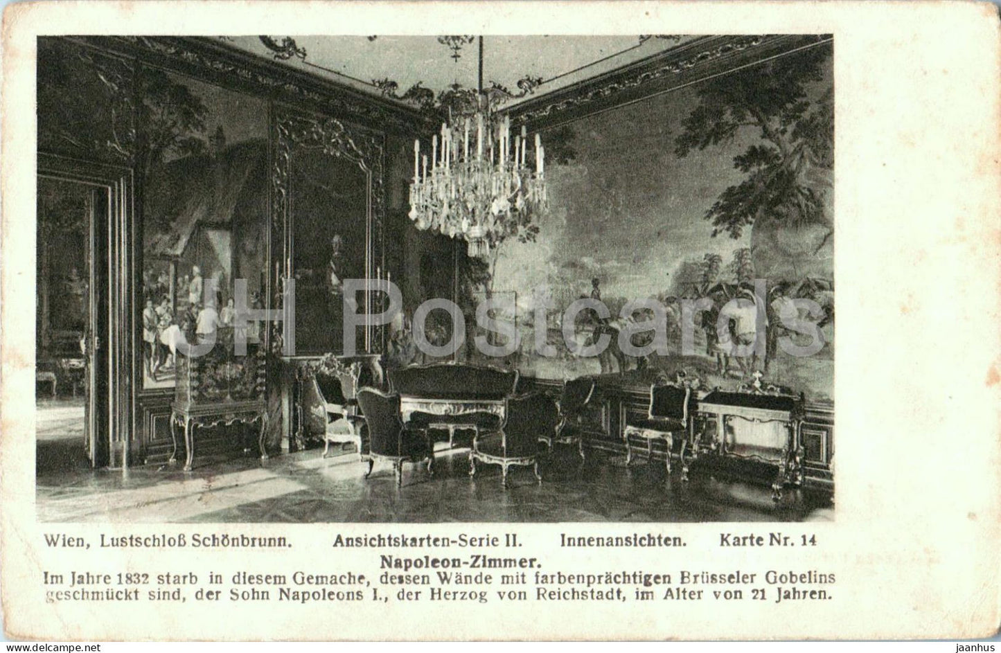 Wien - Vienna - Lustschloss Schonbrunn - Napoleon-Zimmer - interior - Nr. 14 - old postcard - Austria - unused - JH Postcards