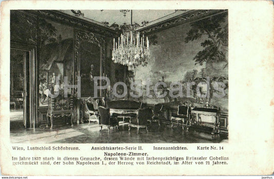 Wien - Vienna - Lustschloss Schonbrunn - Napoleon-Zimmer - interior - Nr. 14 - old postcard - Austria - unused - JH Postcards