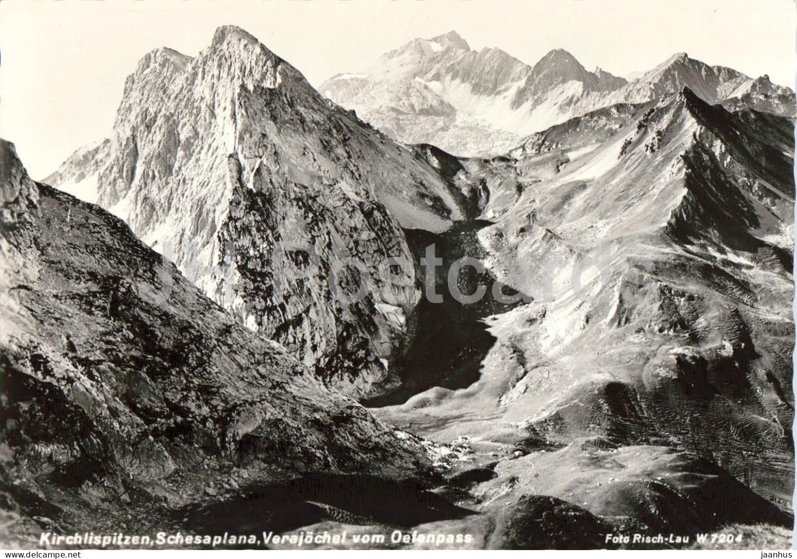 Kirchlispitzen Schesaplana - Verajochel vom Oefenpass - alpine peaks - mountains 7204 - old postcard - Austria - unused - JH Postcards