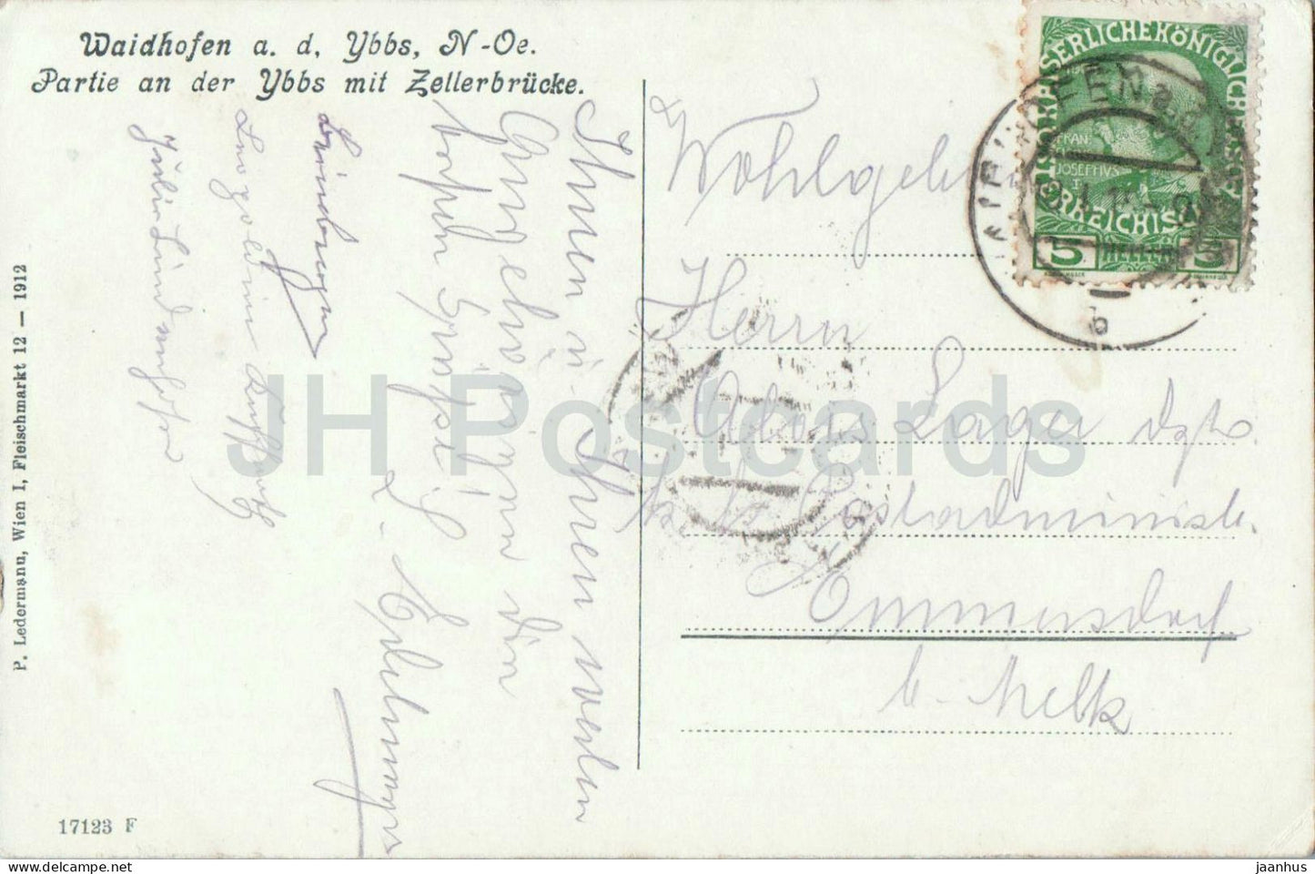Waidhofen ad Ybbs - Partie an der Ybbs mit Zellerbrucke - pont - N° 17123 - carte postale ancienne - 1912 - Autriche - utilisé 