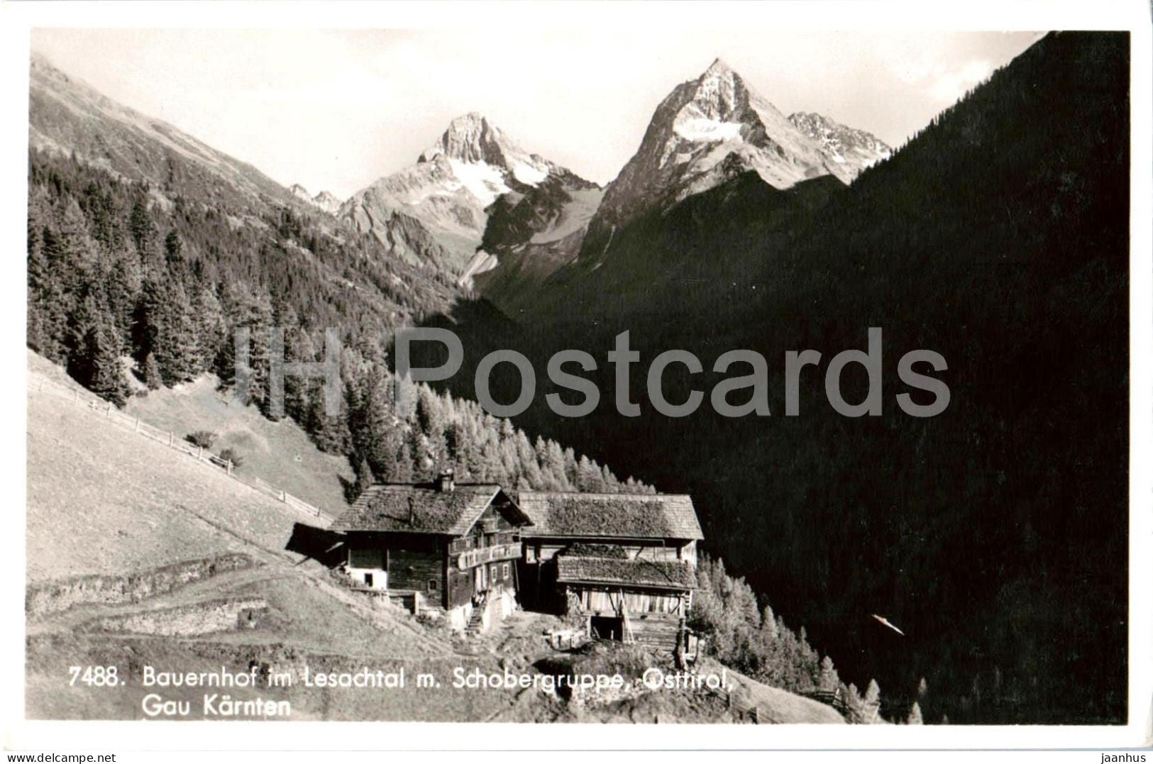 Bauernhof im Lesachtal mit Schobergruppe - Osttirol - Gau Karnten - 7488 - old postcard - 1940s - Austria - unused - JH Postcards
