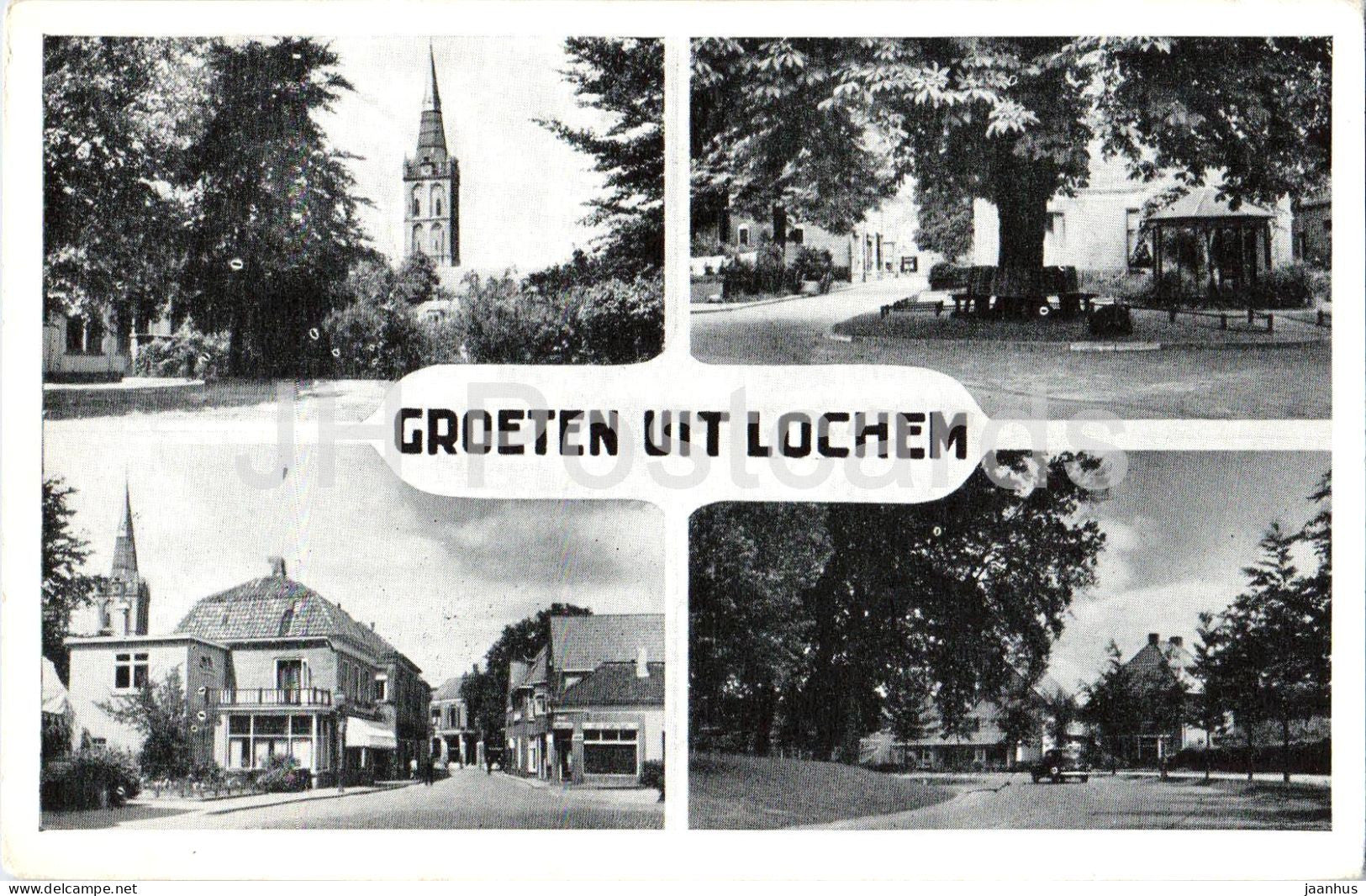 Groeten uit Lochem - De Rondebank - Graaf Ottoweg - multiview - streets - old postcard - 1951 - Netherlands - used - JH Postcards