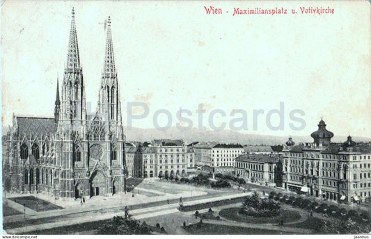 Wien - Vienna - Maximiliansplatz u. Votivkirche - cathedral - Nr. 565 - old postcard - 1910 - Austria - used - JH Postcards