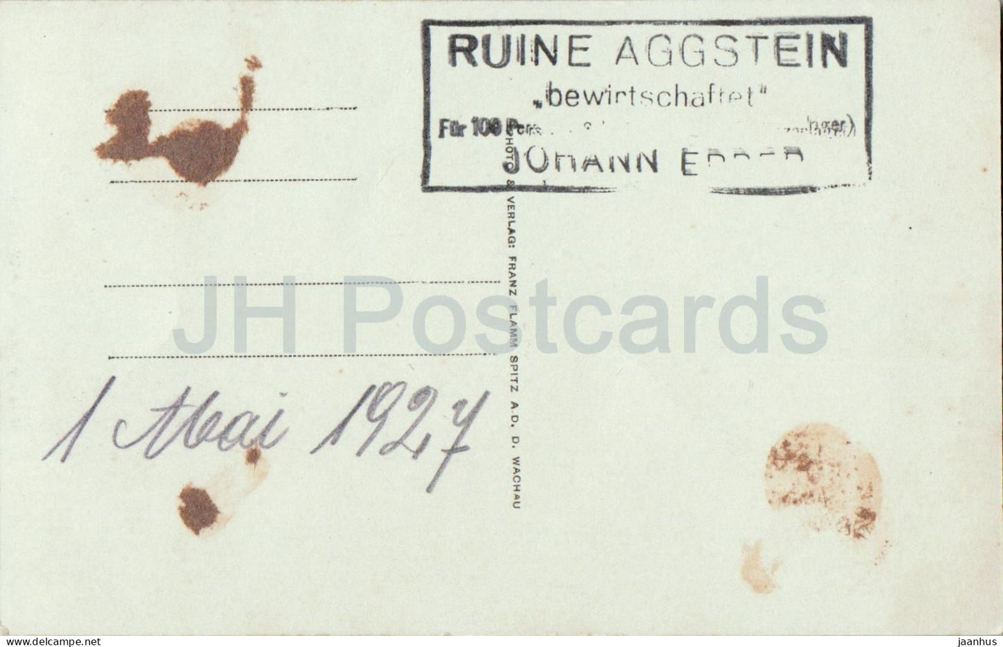 Ruine Aggstein - Blick über die Donau - Danube - N° 827 - carte postale ancienne - 1927 - Autriche - utilisé 