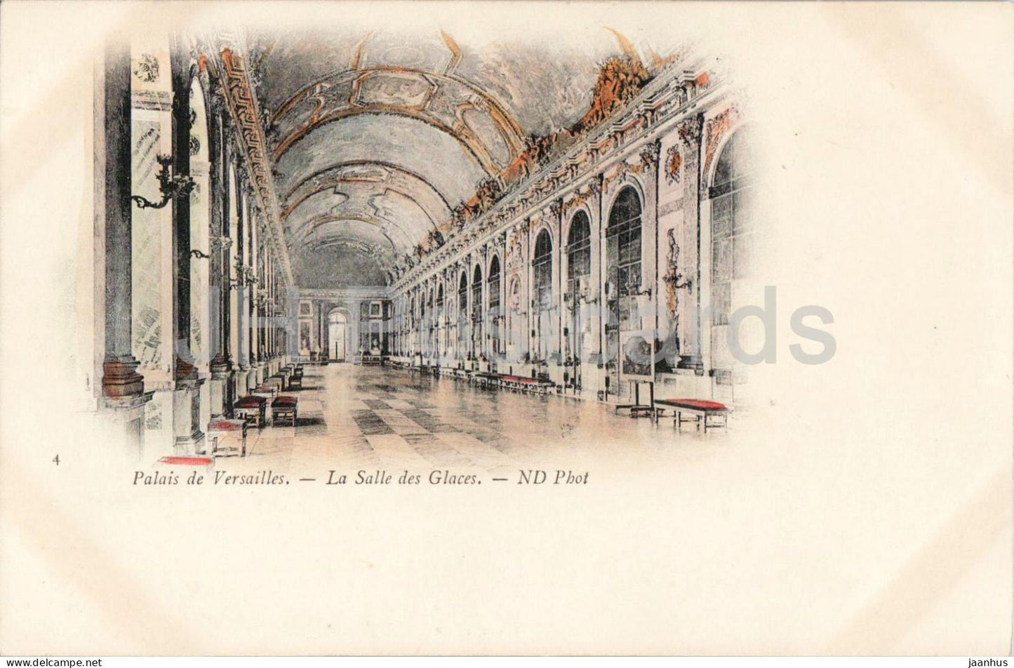 Palais de Versailles - La Salle des Glaces - Palace of Versailles - Hall of Mirrors - 4 - old postcard - France - unused - JH Postcards
