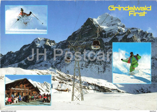 Grindelwald First - ski resort - cable car - snowboard - 1995 - Switzerland - used - JH Postcards