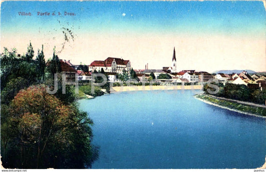 Villach - Partie a. d. Drau - riverside view - panorama - Nr. 786/2 - old postcard - 1917 - Austria - used - JH Postcards