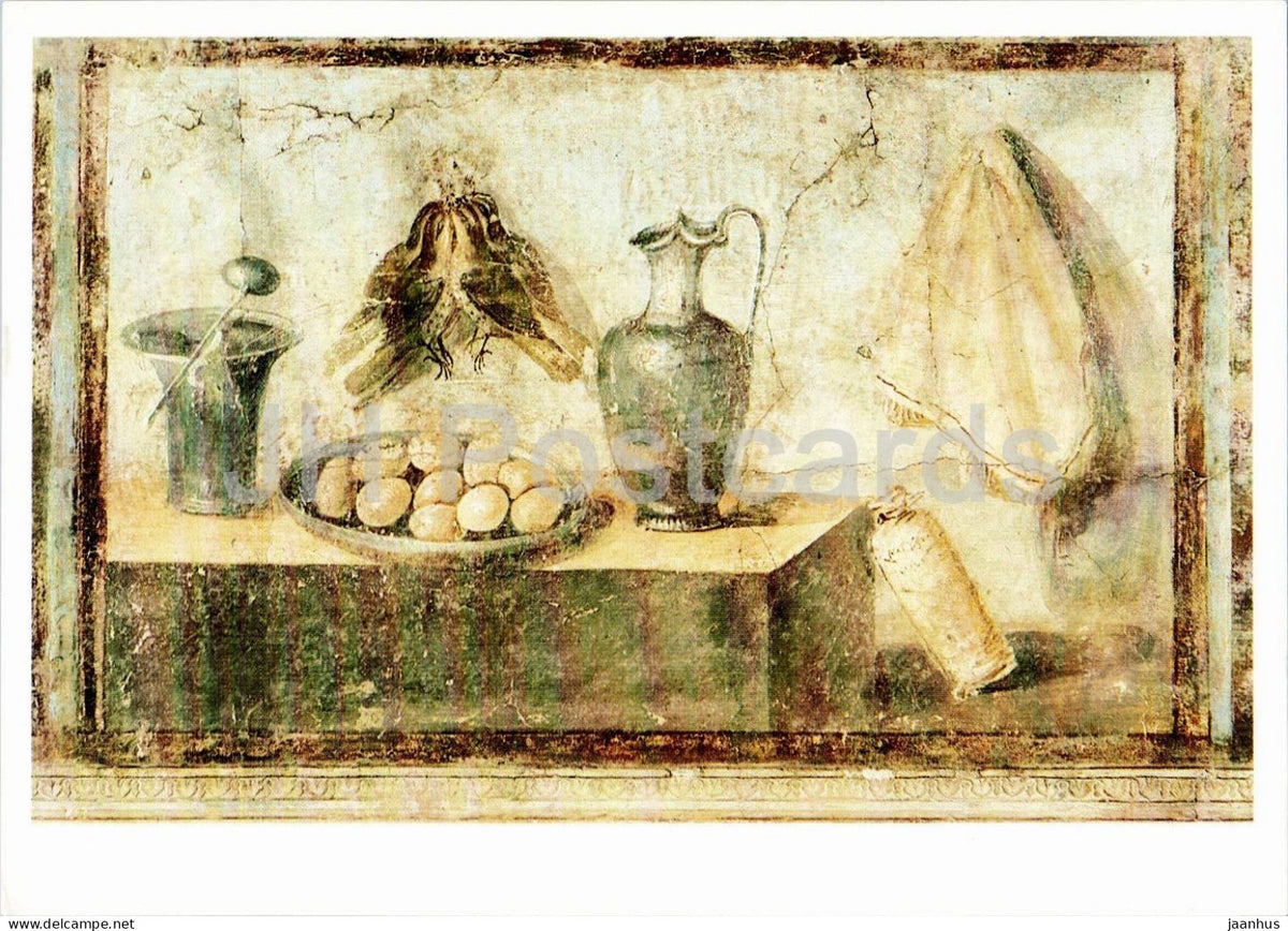 wall painting from Pompeii - Still Life - Stilleben - Wandbild - ancient world - 1979 - Germany DDR - unused - JH Postcards