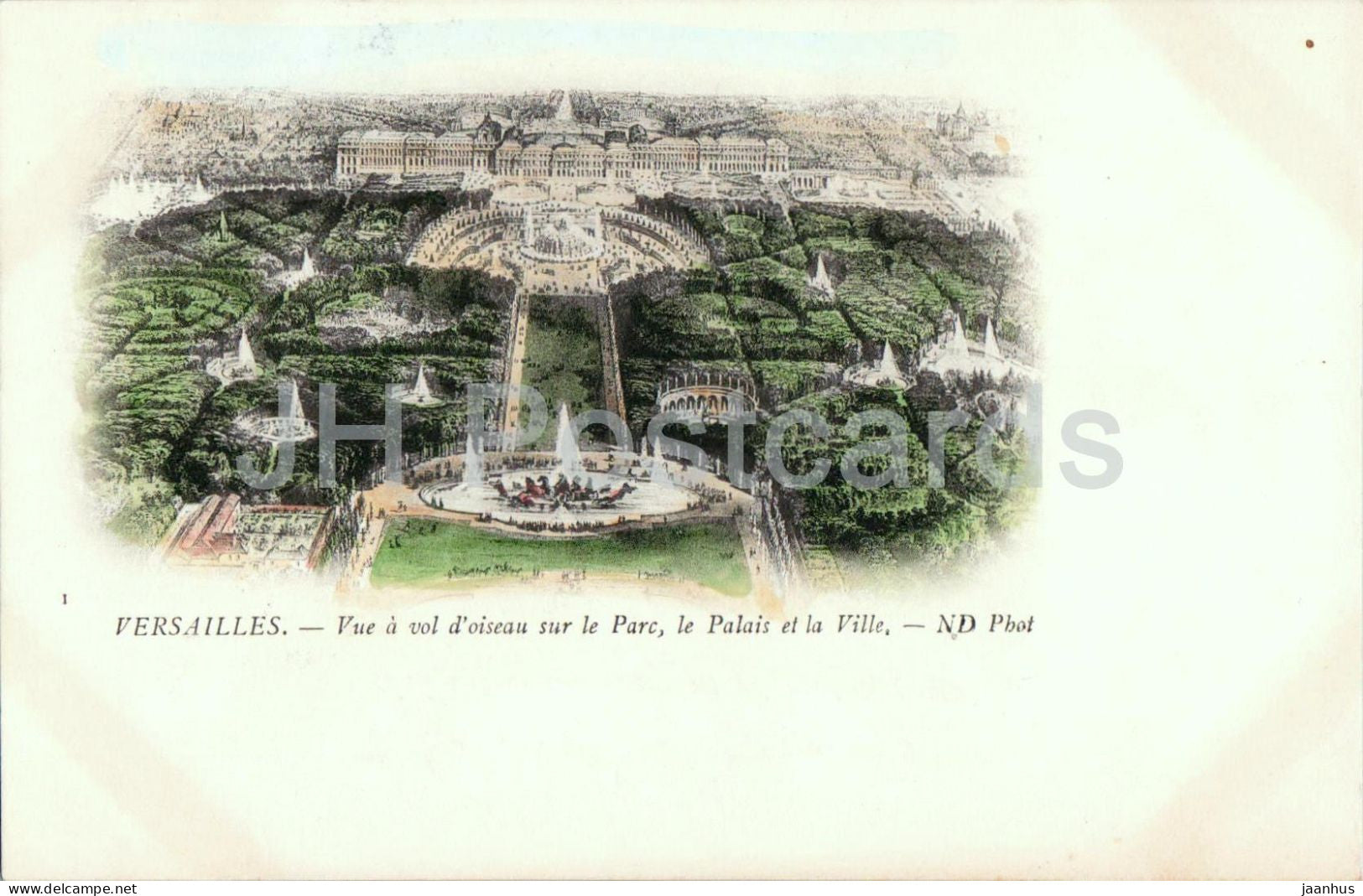 Palais de Versailles - Vue a vol d’oiseau sur le Parc le Palais et la Ville - park - 1 - old postcard - France - unused - JH Postcards