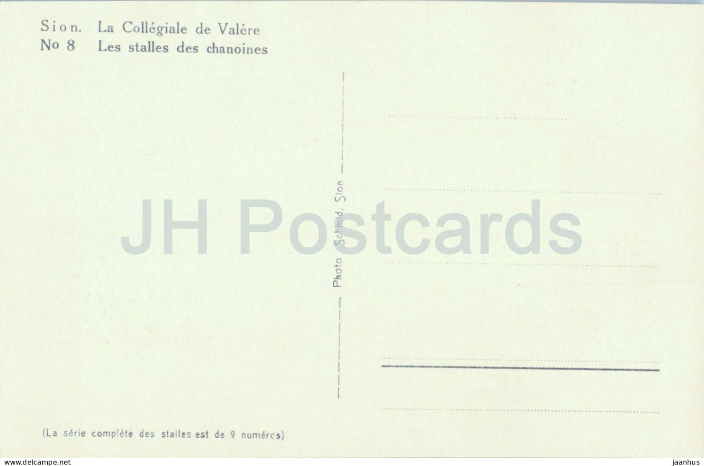 Sion - La Collegiale de Valere No 8 - Les stalles des chanoines - old postcard - Switzerland - unused