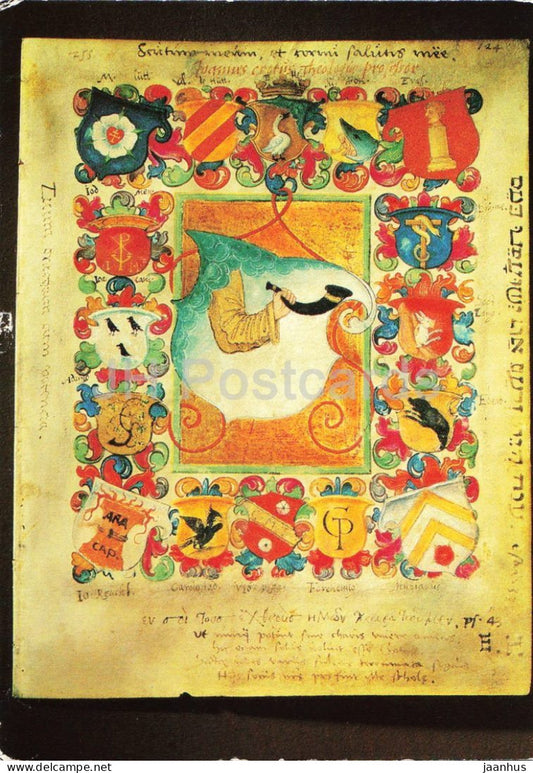 illuminated manuscript - Matrikel - University of Erfurt matricula 1520/21 - coats of arms - 1983 - Germany DDR - used - JH Postcards