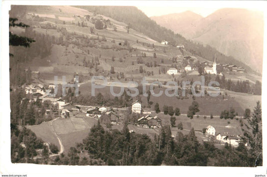 village view with church - old postcard - Austria - 1940s - used - JH Postcards
