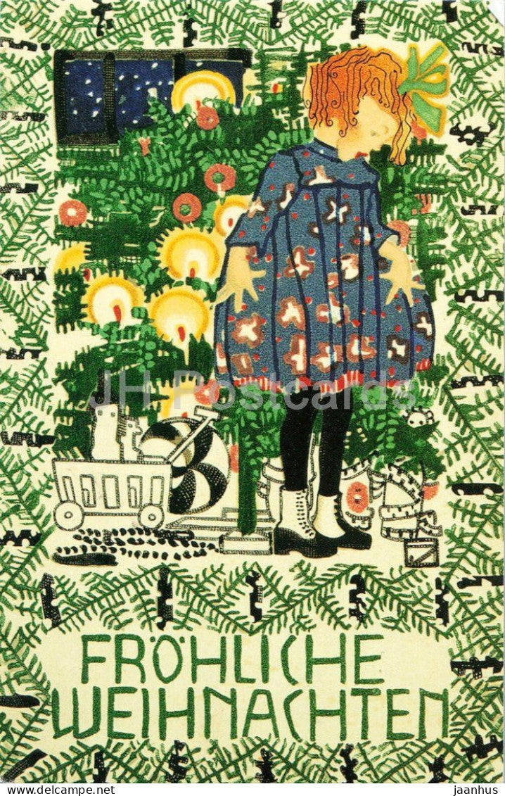 drawing by Susi Singer - Merry Christmas - Frohliche Weihnachten illustration Wiener Werkstatte - 2000 - Austria - used - JH Postcards