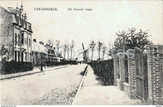 Langemarck - Langemark - De Groote Baan - The Main Road - windmill - old postcard - Belgium - unused - JH Postcards
