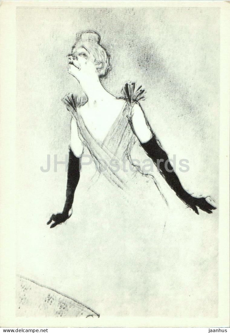 painting by Henri de Toulouse Lautrec - Yvette Guilbert - French art - 1969 - Russia USSR - unused - JH Postcards