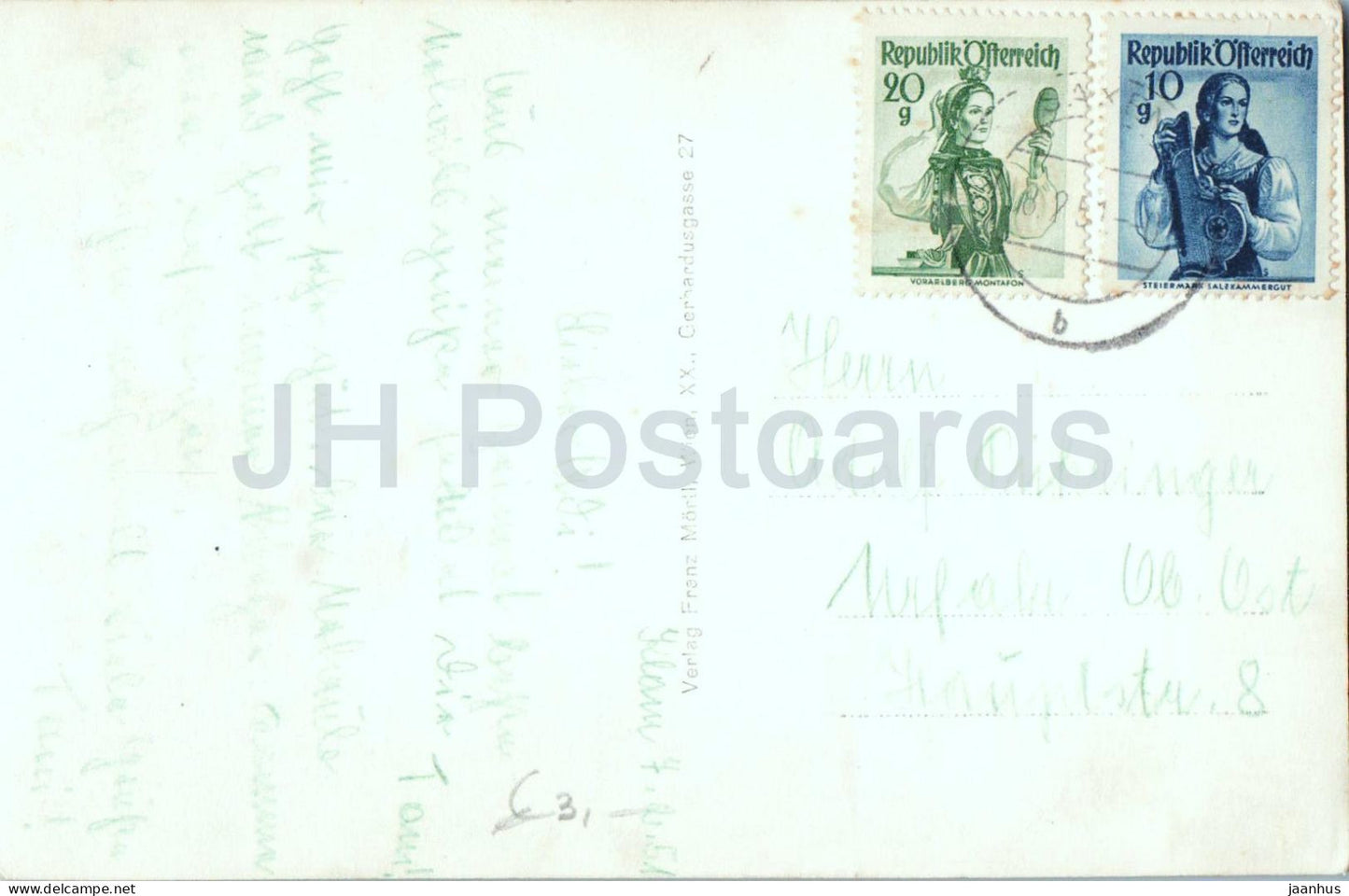 Schloss Clam O.Oe. - château - n° 2053 - carte postale ancienne - 1951 - Autriche - usagée 