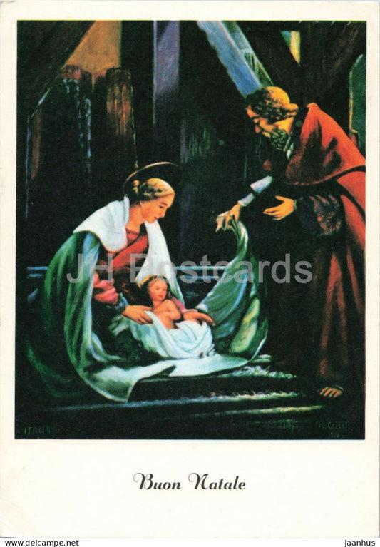 painting by Crocetta - The Nativity - Christmas greetings - Italian art - N. 3006 - 1963 - Italy - used - JH Postcards