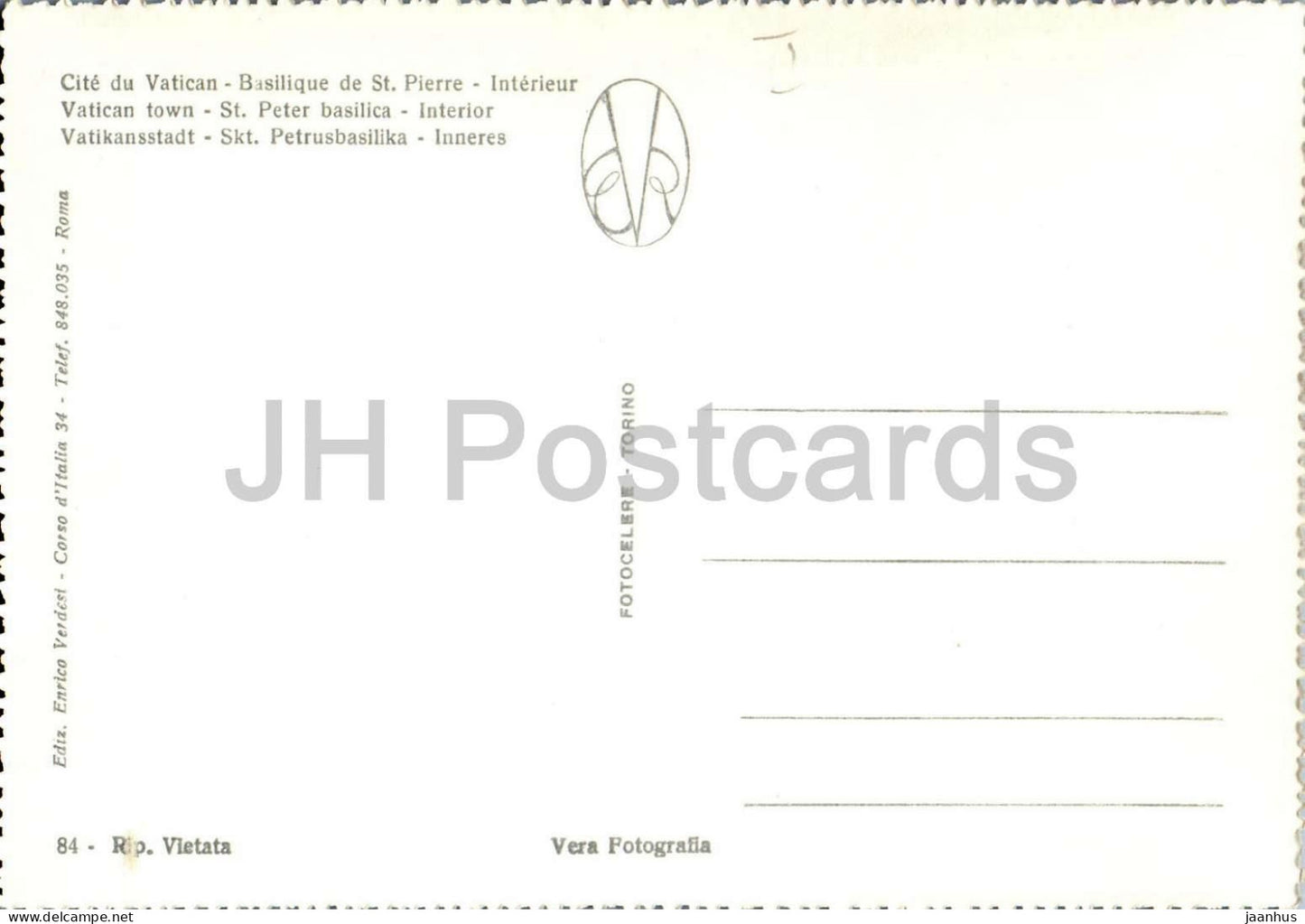 Roma - Rome - Vatican - Basilica di S. Pietro - Interno - interior - 84 - old postcard - Italy - unused