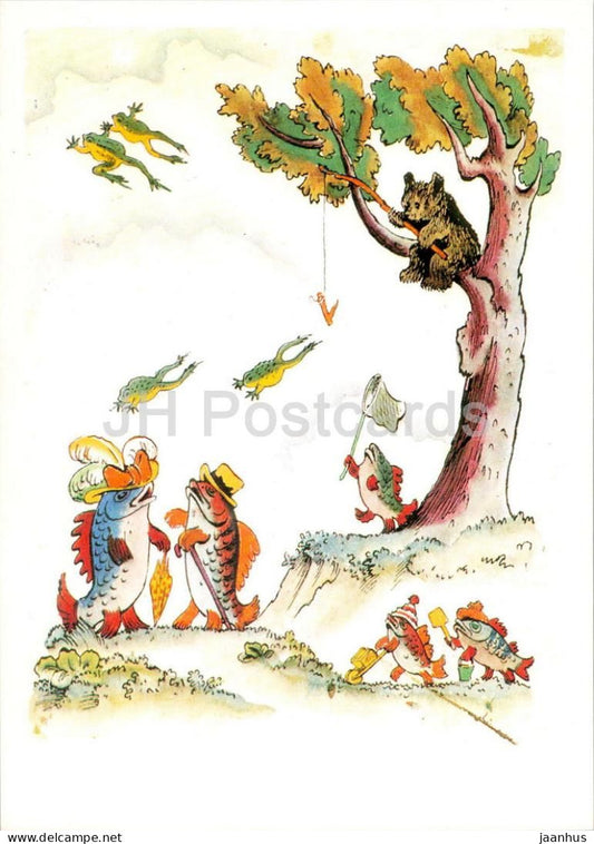 Fish - Frog - Bear - Mix Up - Fairy Tale by Chukovsky - illustration - 1969 - Russia USSR - unused - JH Postcards